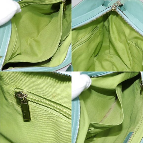 Salvatore Ferragamo Gancini Shoulder Bag Leather Gold Light green Auth 91277 - Picture 15 of 15